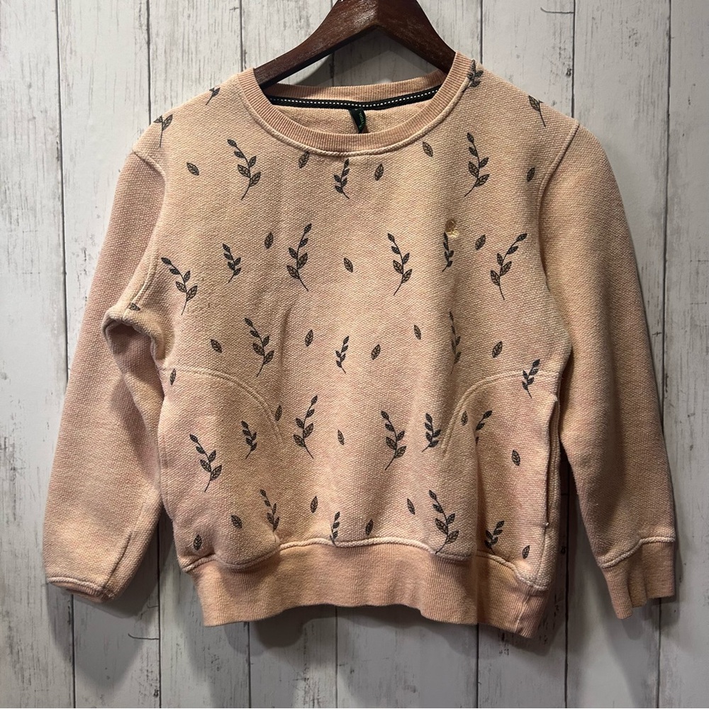 Vintage United Colors Of Benetton Blush Crewneck Sweater Leaves Fits Small